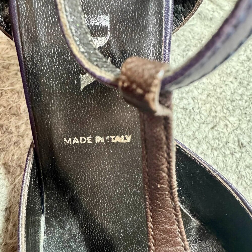 Vintage Prada Purple Brown Leather Mary Jane Heels 36.5 - Picture 6 of 9